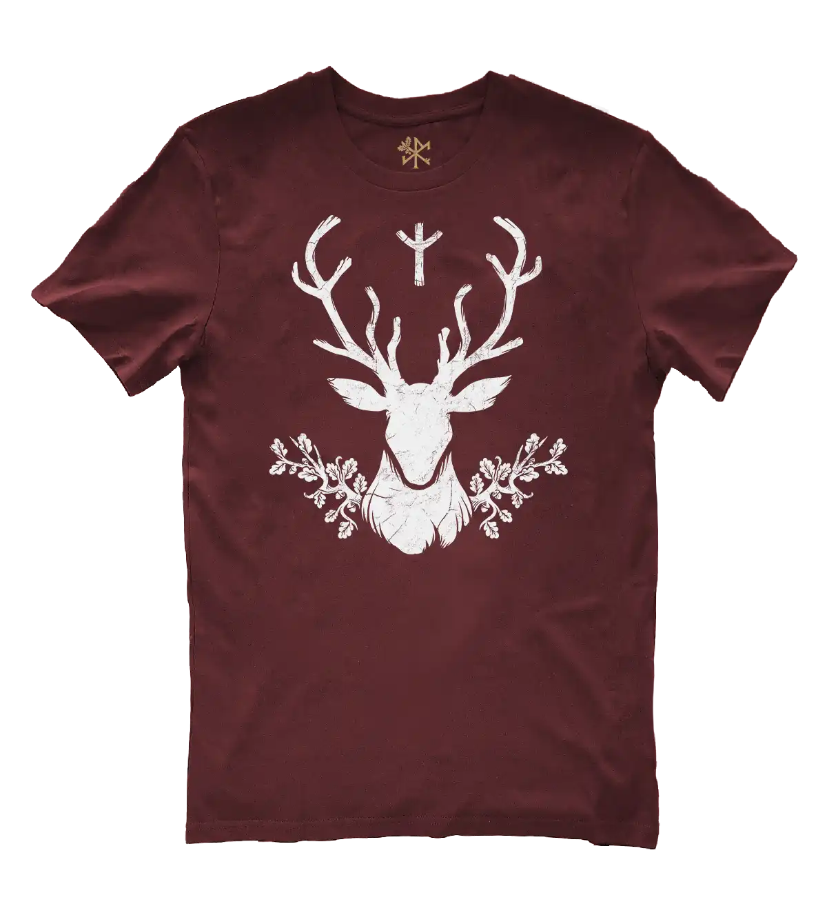 Le Cerf qui Veille - un t-shirt nordique de Cerf avec la rune Elhaz, t-shirt Runes de Chêne